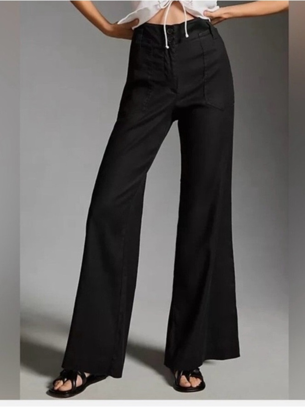 Maeve (Anthropologie) The Naomi Wide Leg Flare Pants Black Size 10
